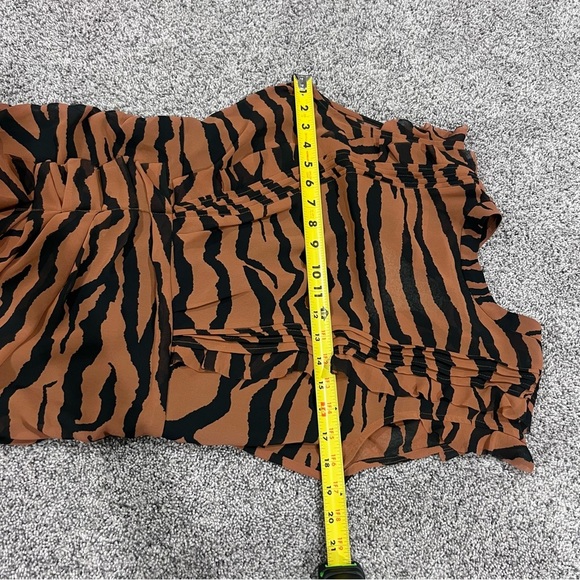 All Saints Hali Zephyr Tiger Animal Print Chiffon Fitted Mini Dress Women's US 6 - Picture 5 of 9